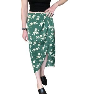 Urban Outfitters Kelly Green Tulip Wrap Midi Skirt